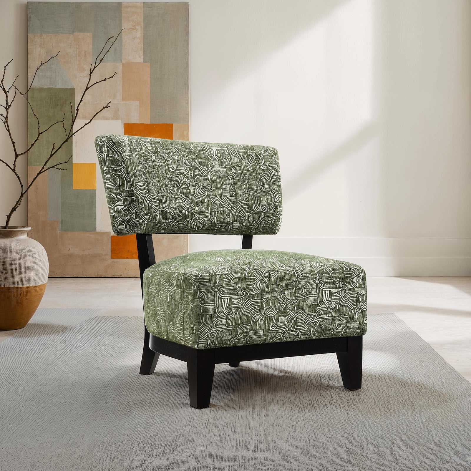 Green Finish 1pc Accent Chair Armless Design And Angled design Tapered Legs Primary Living Room Accent Chair