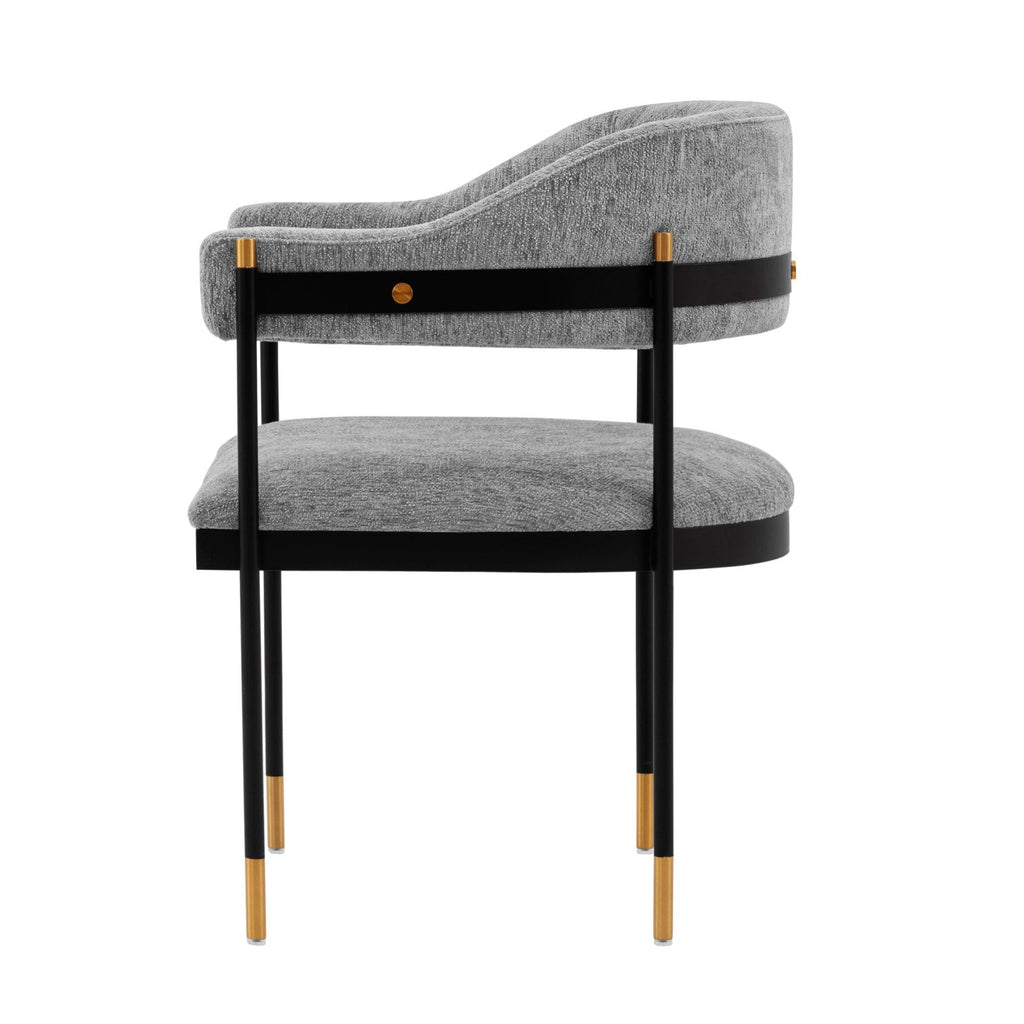 Lia Metal Chenille Armchair in Gray.
