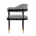 Lia Metal Chenille Armchair in Gray.