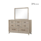 Oak Finish Eight Drawers Dresser with Mirror in Solid Rubberwood.