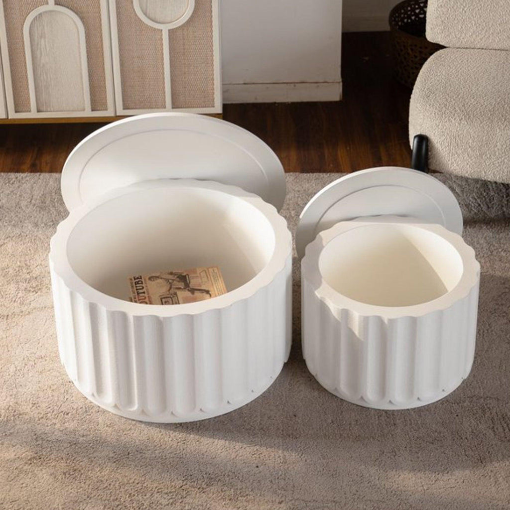 Round Storage Table Set for Elegant Living Rooms.