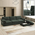 L-Shaped Sectional Sofa with Storage Ottoman and USB Charger