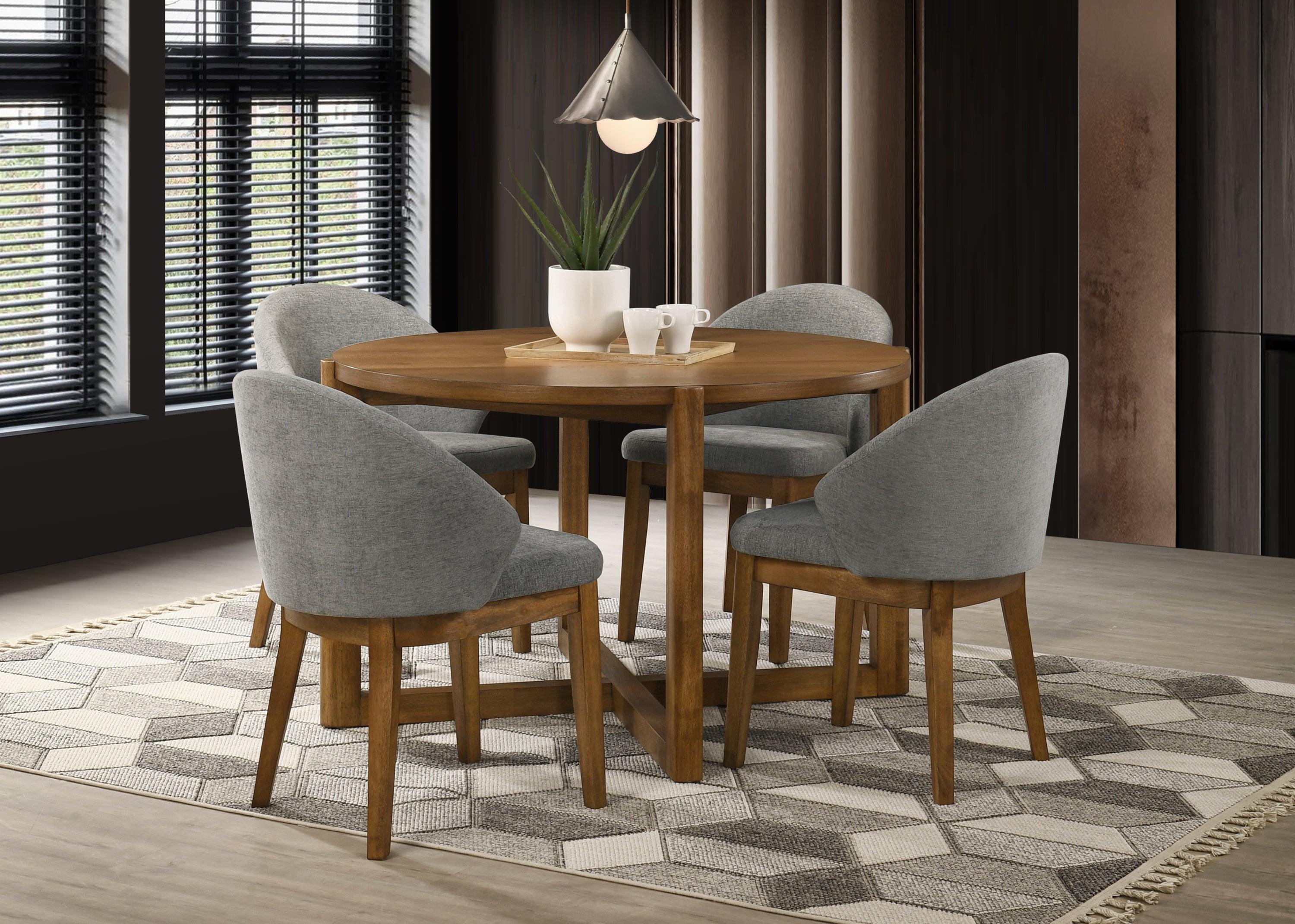 Andrew 5-Piece Round Dining Set - Mid-Century Modern Design.