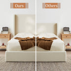Carmen Wingback Bed Frame in Ivory Boucle - King Size.