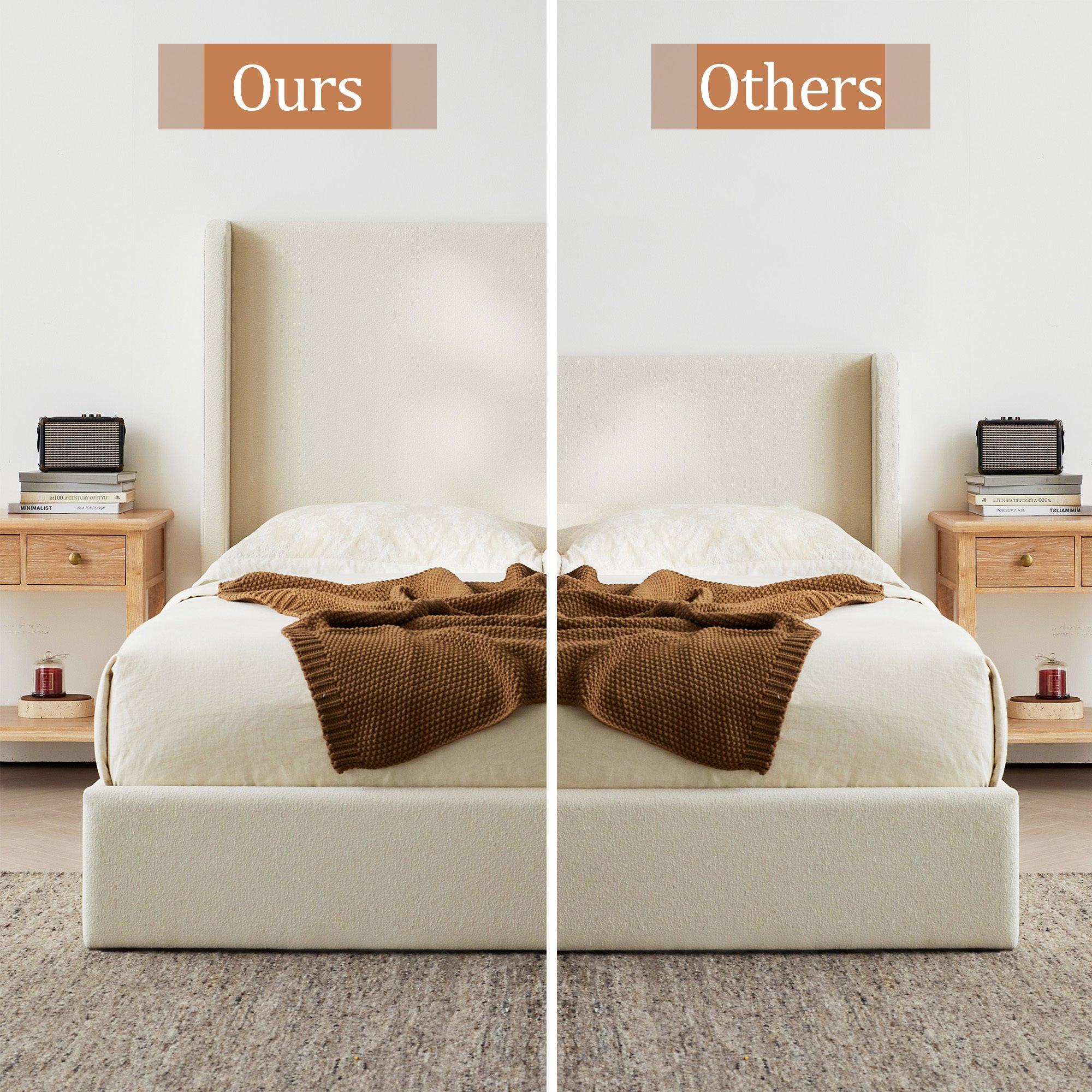 Carmen Wingback Bed Frame in Ivory Boucle - King Size.