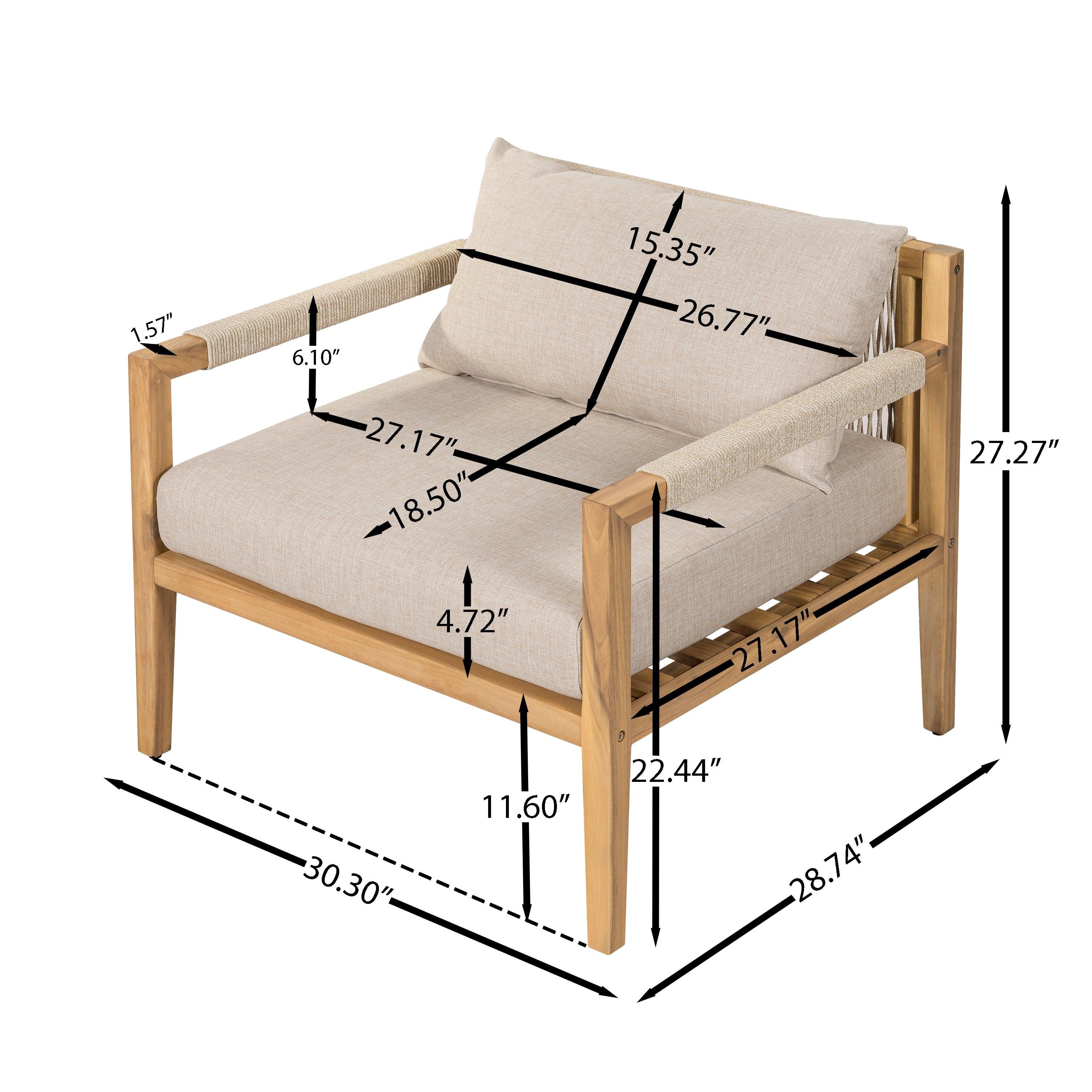 Acacia Wood Outdoor Leisure Chair - Comfortable Patio Seating.