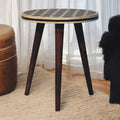 Solid Wood Bone Inlay With Honey Tripod Stool Caramel Finish, Dark Brown