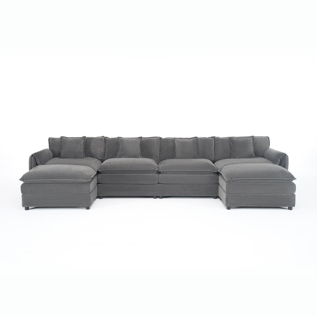 Modular Sectional Sofa Grey - Comfy 4-Seater Couch Set.