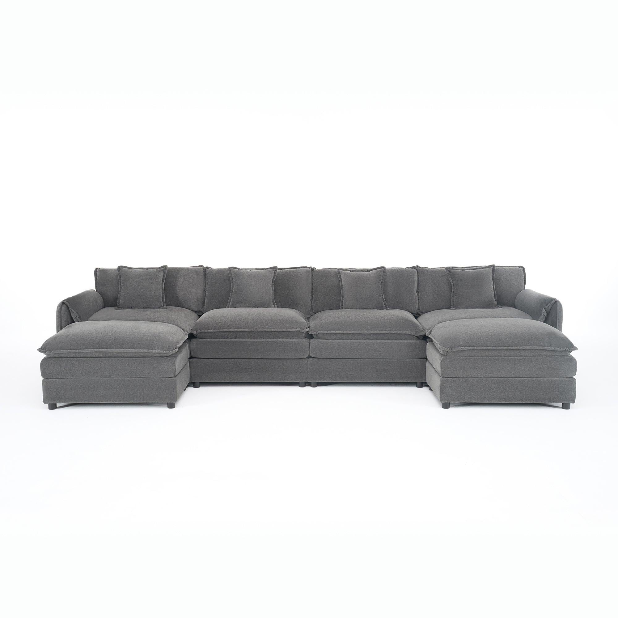 Modular Sectional Sofa Grey - Comfy 4-Seater Couch Set.