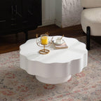 Scalloped White Coffee Table for Modern Living Spaces.