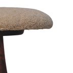 Solid Wood Boucle Teak Accent Stool for Modern Living.