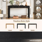 TREXM Rustic Console Table with Storage and Curved Corners.