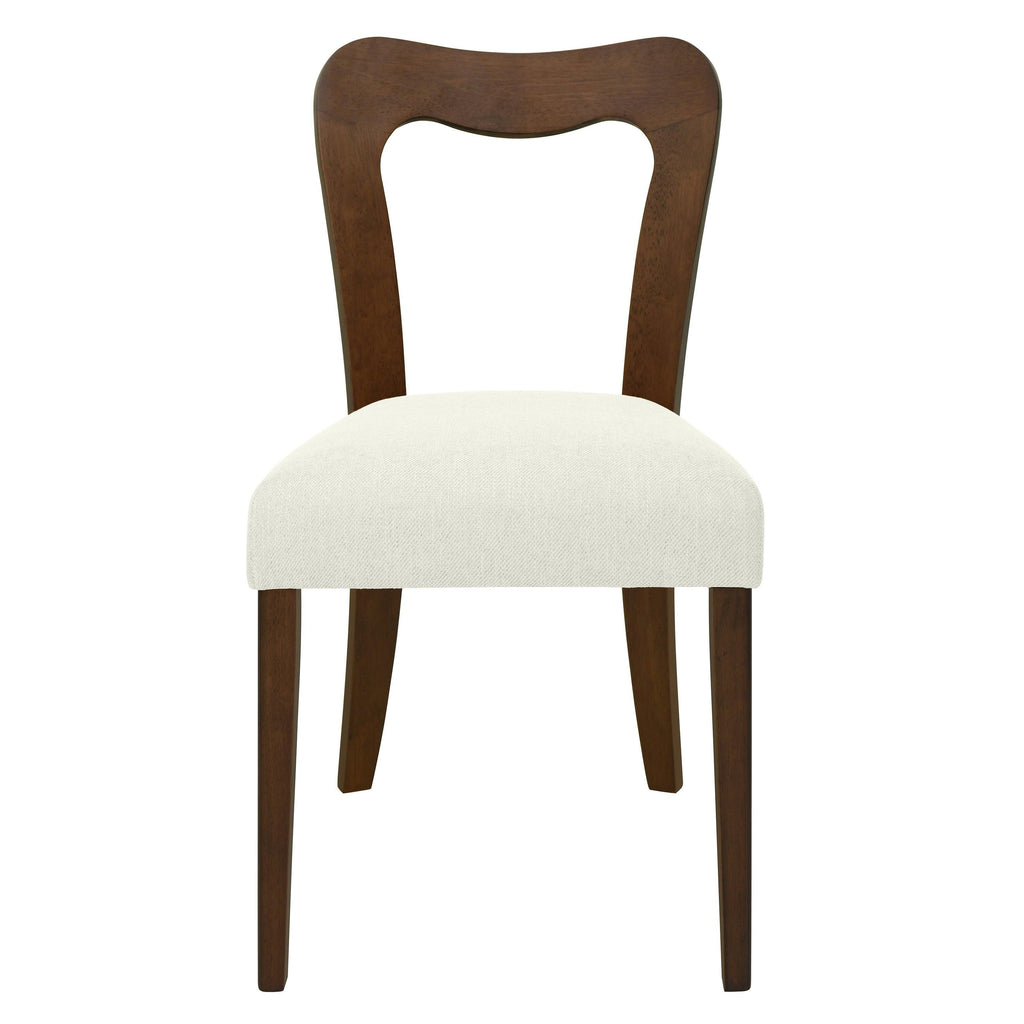 Walnut Beige Dining Chair Set of 2 without Arms.