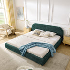 King Size Upholstered Bed Frame with Curved Headboard.