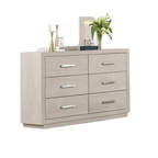 Light Gray Six Drawers Dresser for Bedroom Storage.