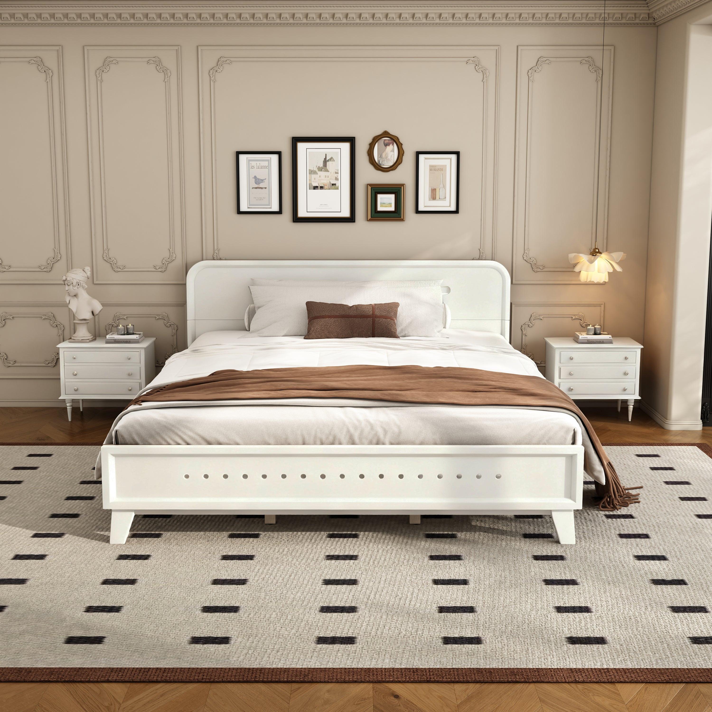 Pine Solid Wood Queen Size Bed - Durable & Elegant.