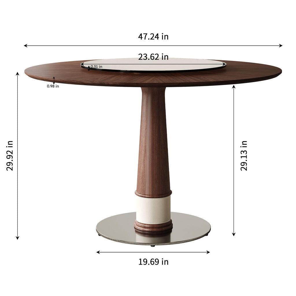 47-Inch Solid Wood Dining Table with Lazy Susan.