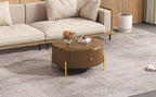 Modern Round Coffee Table with Storage Drawers.