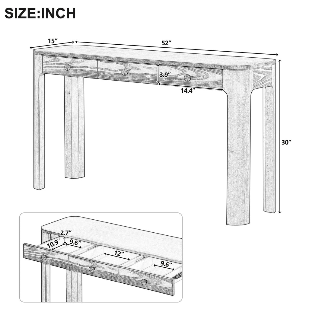 TREXM Rustic Console Table with Storage and Curved Corners.