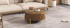 Modern Round Coffee Table with Storage Drawers.