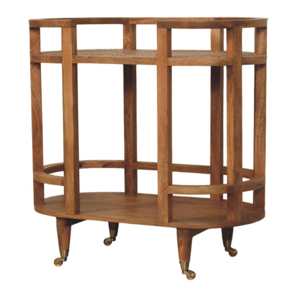 Solid Wood Isla Curved Butler Console with Storage.