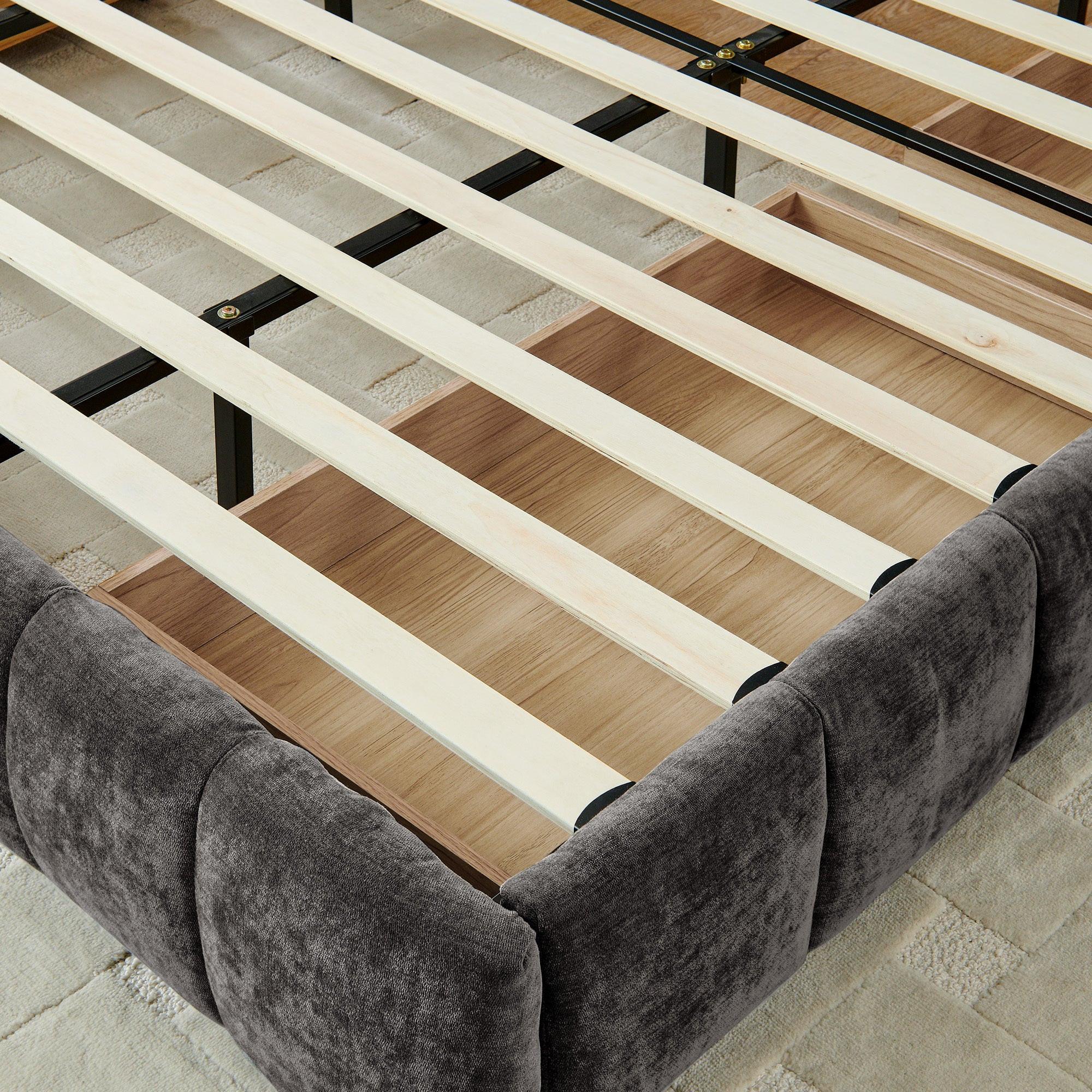 California King Upholstered Bed with Storage - Dark Gray.