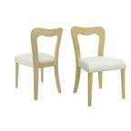 Set of 2 contemporary dining chairs with light ash rubberwood frames and beige upholstered seats, shown from angled views.