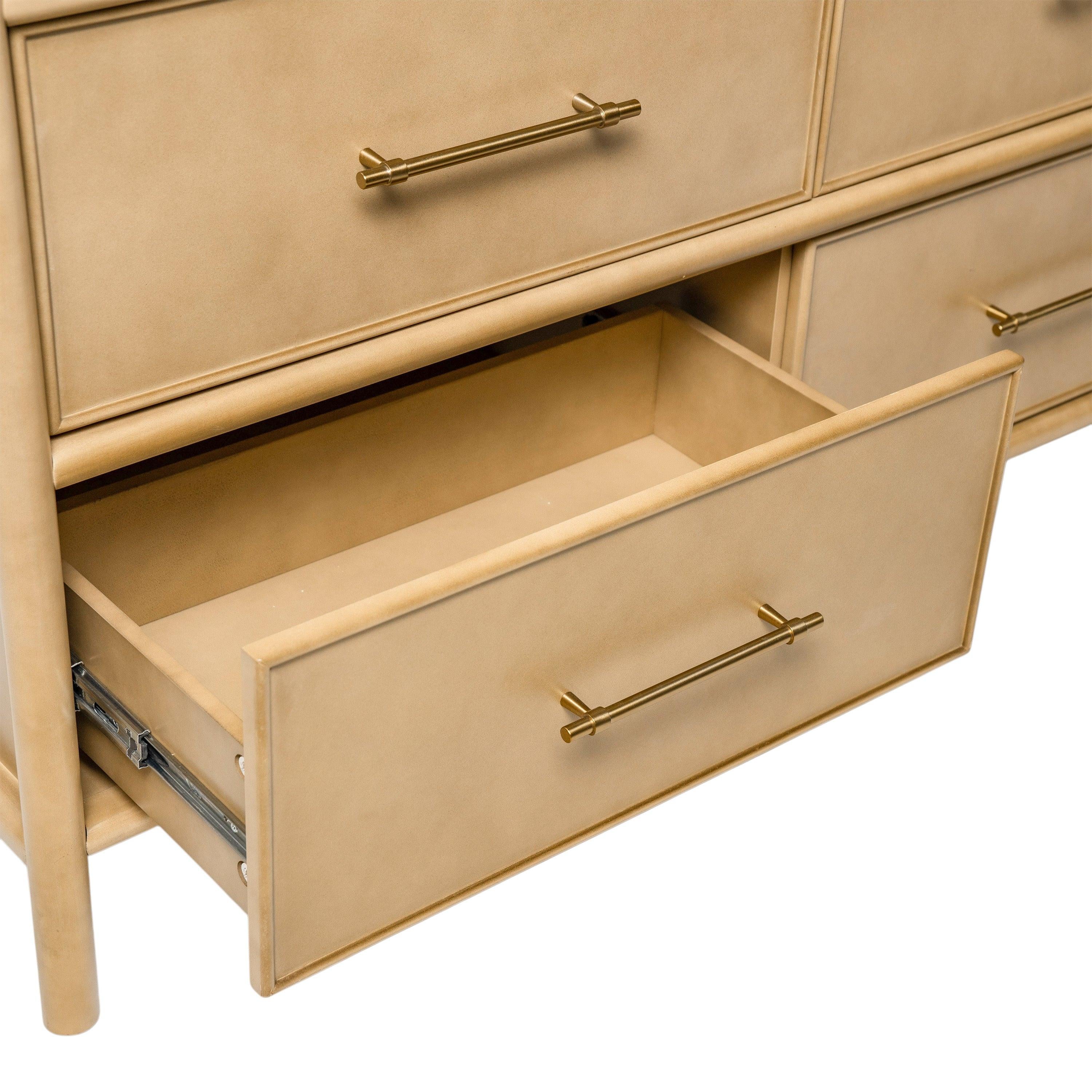 Natural Storage Cabinet with 6 Drawers for Living Room.