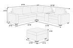 L-Shaped Sectional Set with USB Cup Holders & Ottoman.