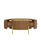 Modern Round Coffee Table with Storage Drawers.
