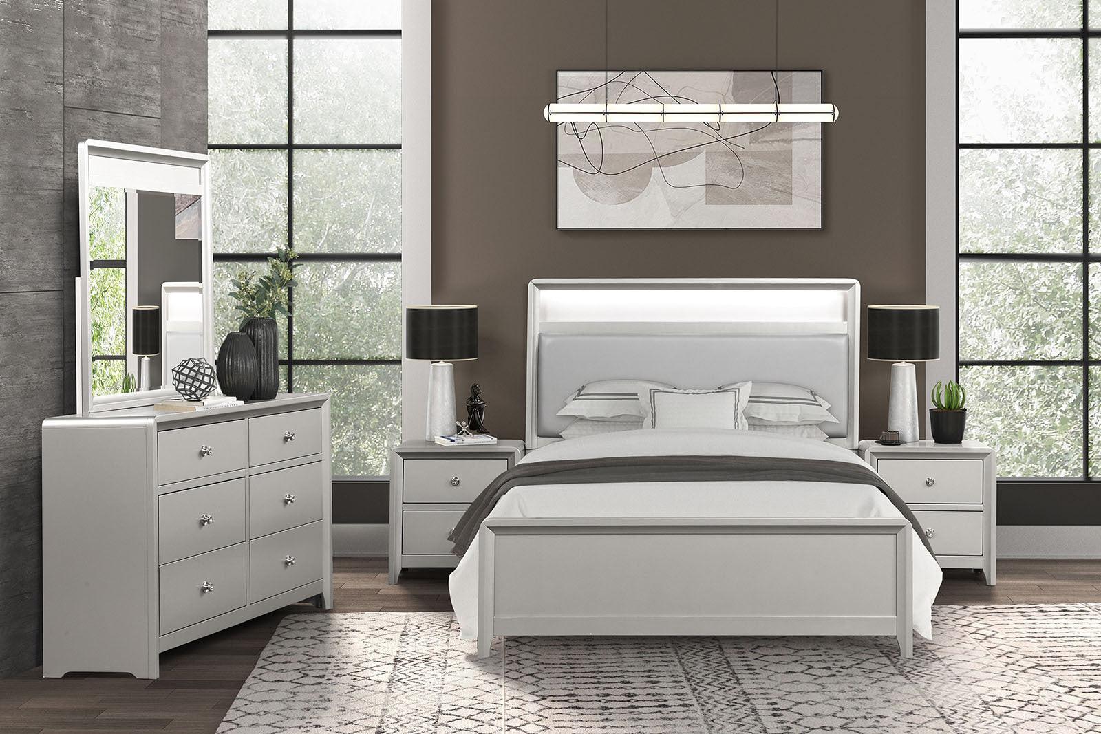 Champagne Finish Nightstand for Contemporary Bedrooms.