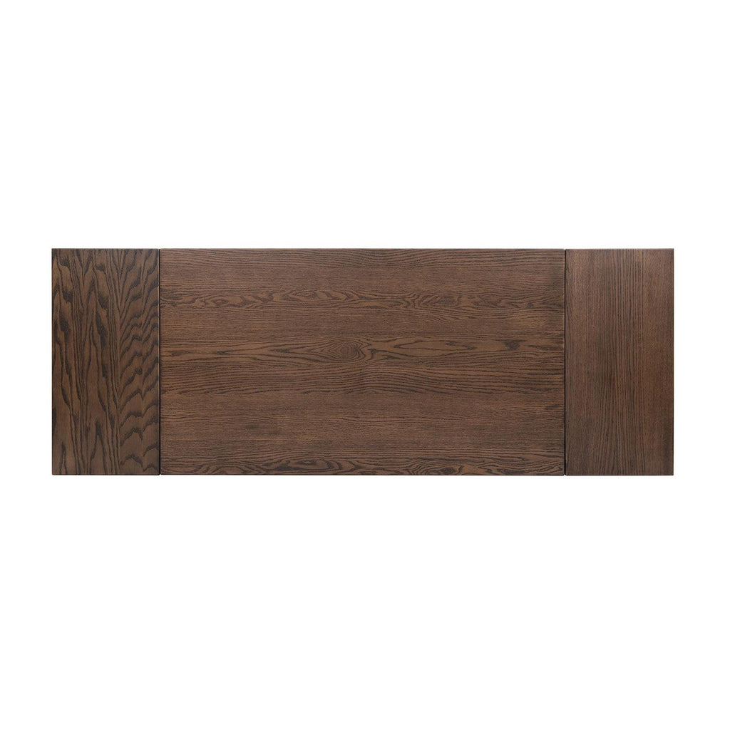 Capri 59-90.5' Solid Oak Wood 6-8 Seat Extendable Leaf Dining Table, Dark Brown Red Oak.
