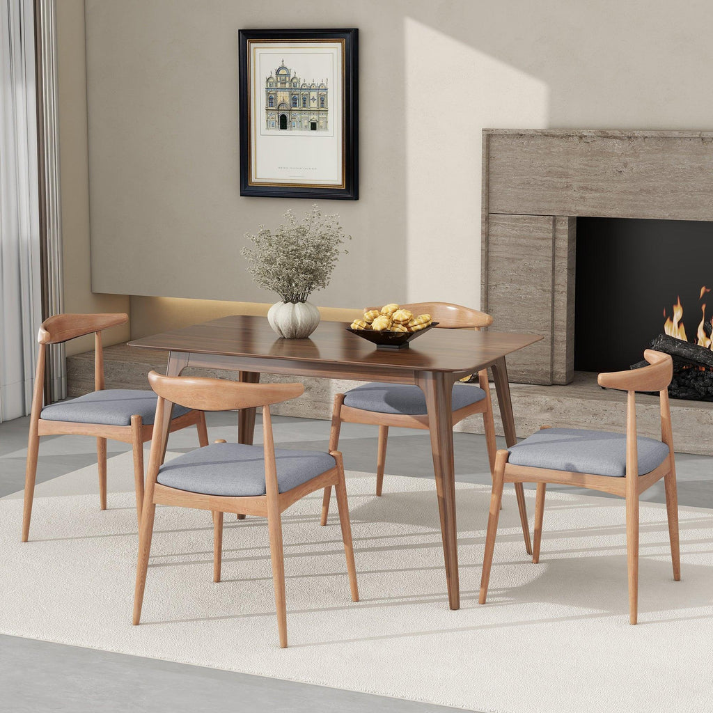 2 Vintage Rubberwood Dining Chairs with Ergonomic Backrest.