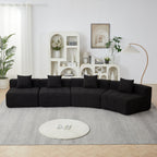 Chenille Curved Sectional Sofa with 4 Pillows.