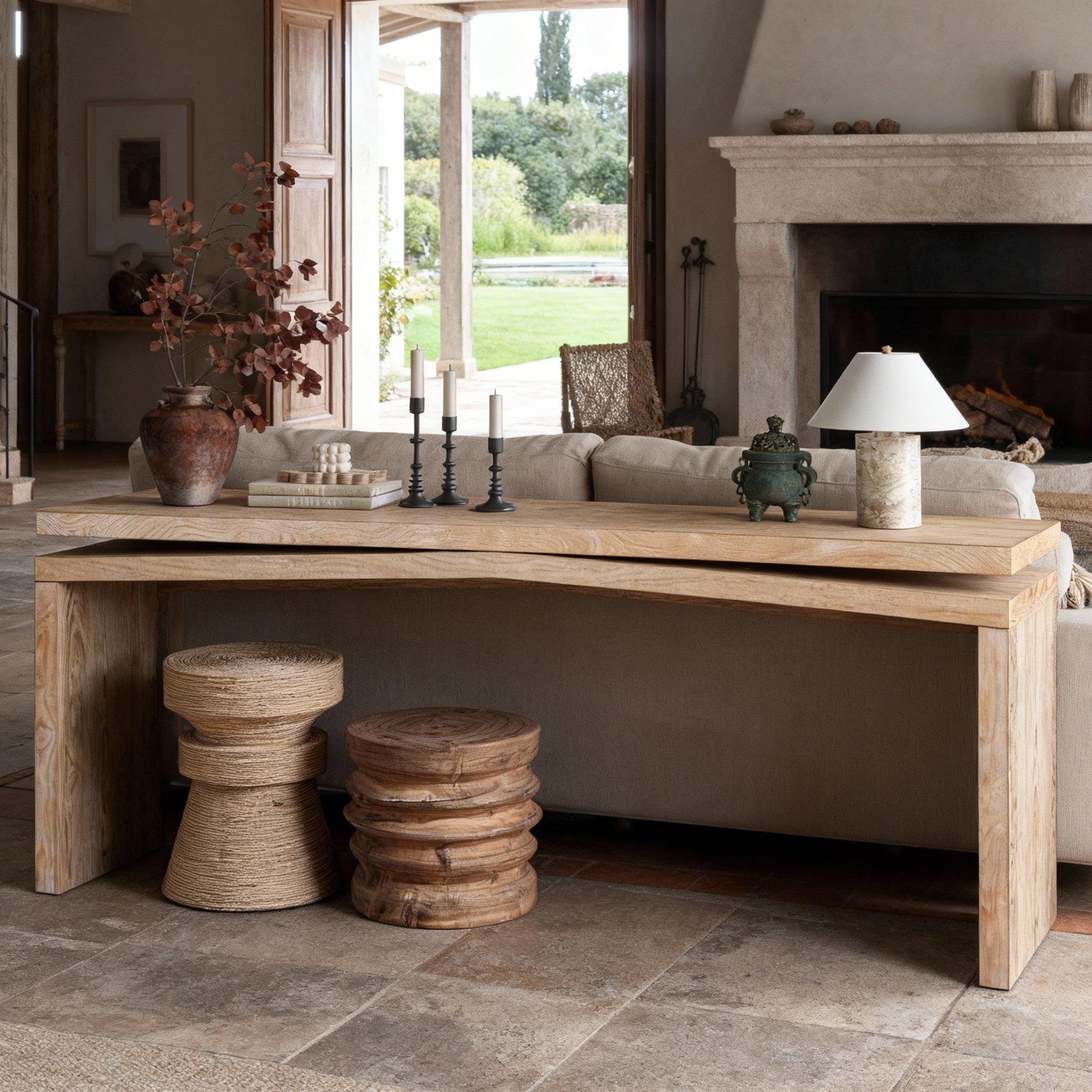 65-Inch Rustic Farmhouse Console Table for Living Room.