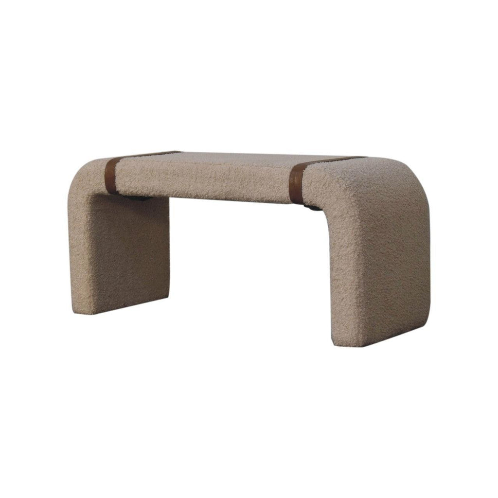 Leather Strap Bench - Handmade Solid Wood Design.