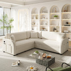 85.1' L-Shaped Sofa with Pull-Out Bed and USB Port.