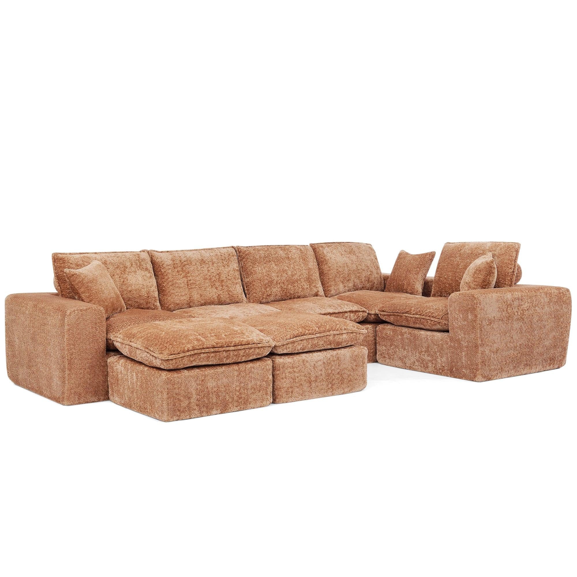 107'' Modern Boucle Sectional Sofa with Ottomans.