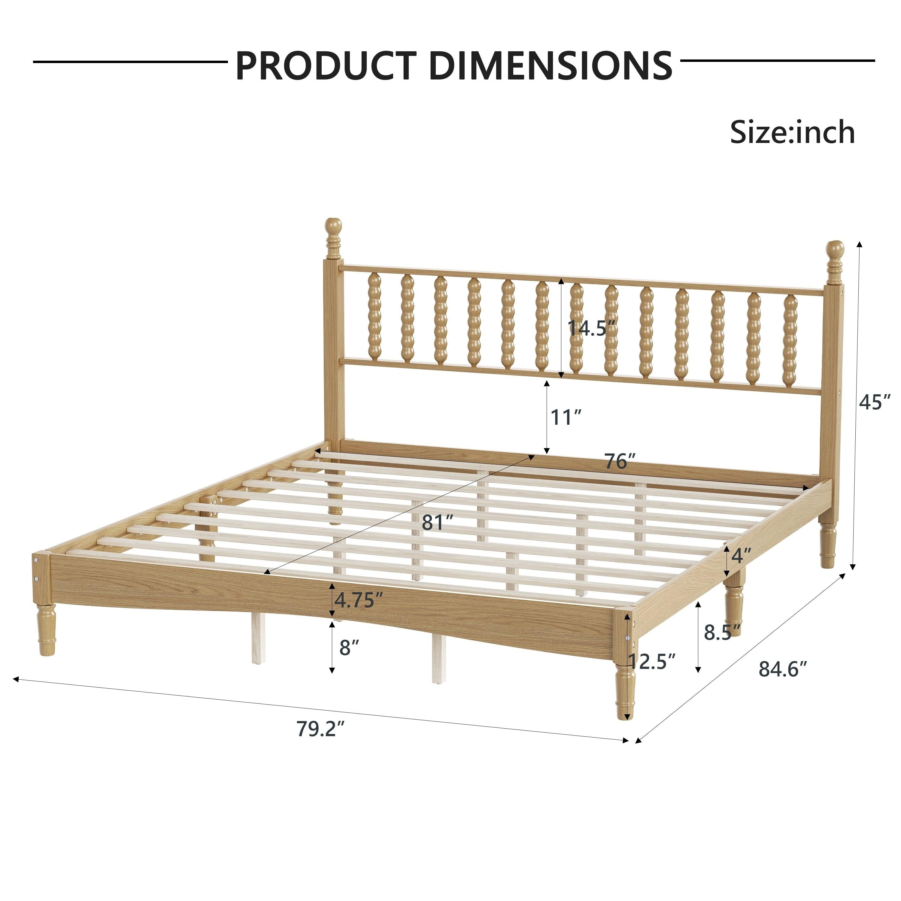 King Size Wood Platform Bed Featuring a Gourd Shaped Headboard.