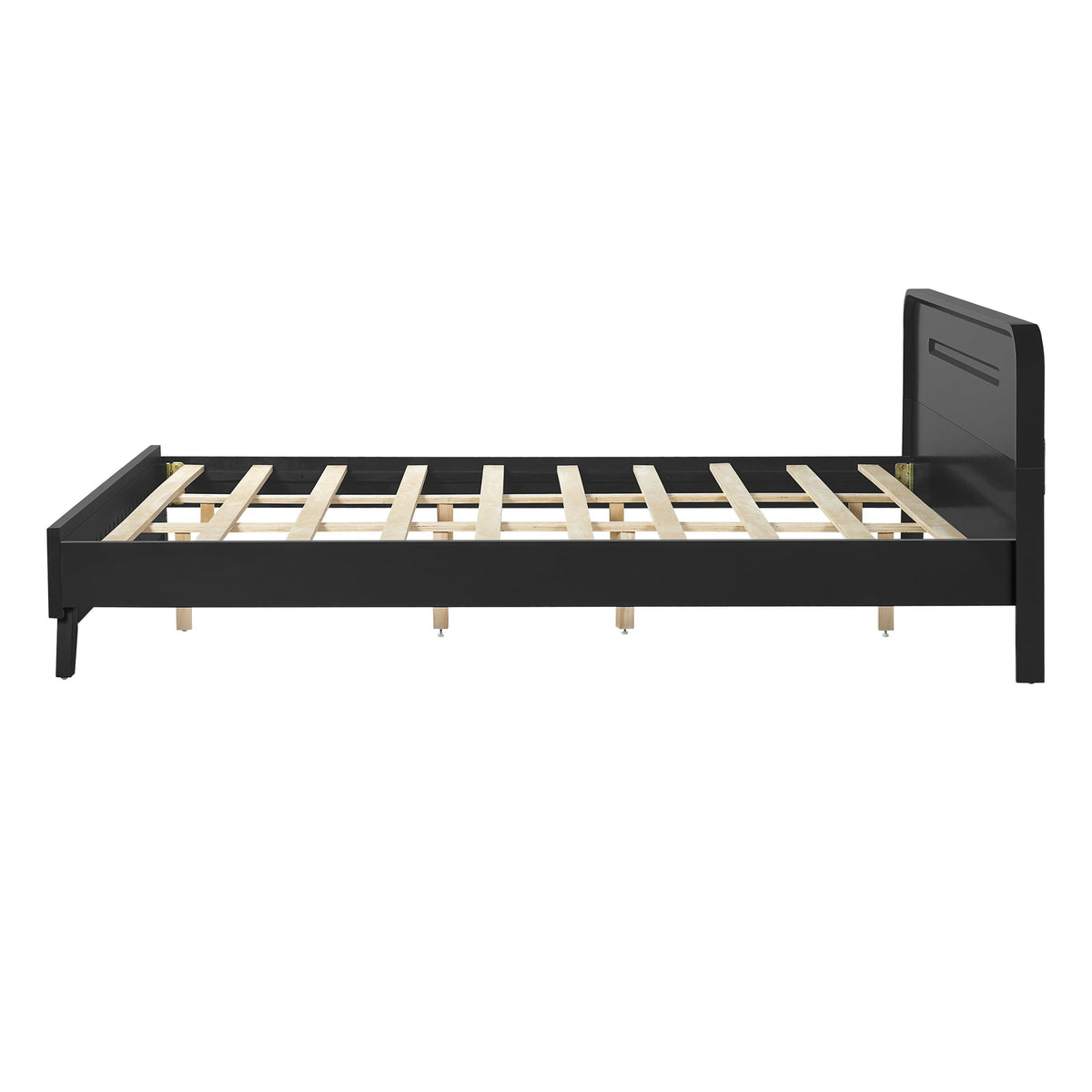 Black Queen Size Solid Wood Bed With No Box Spring.