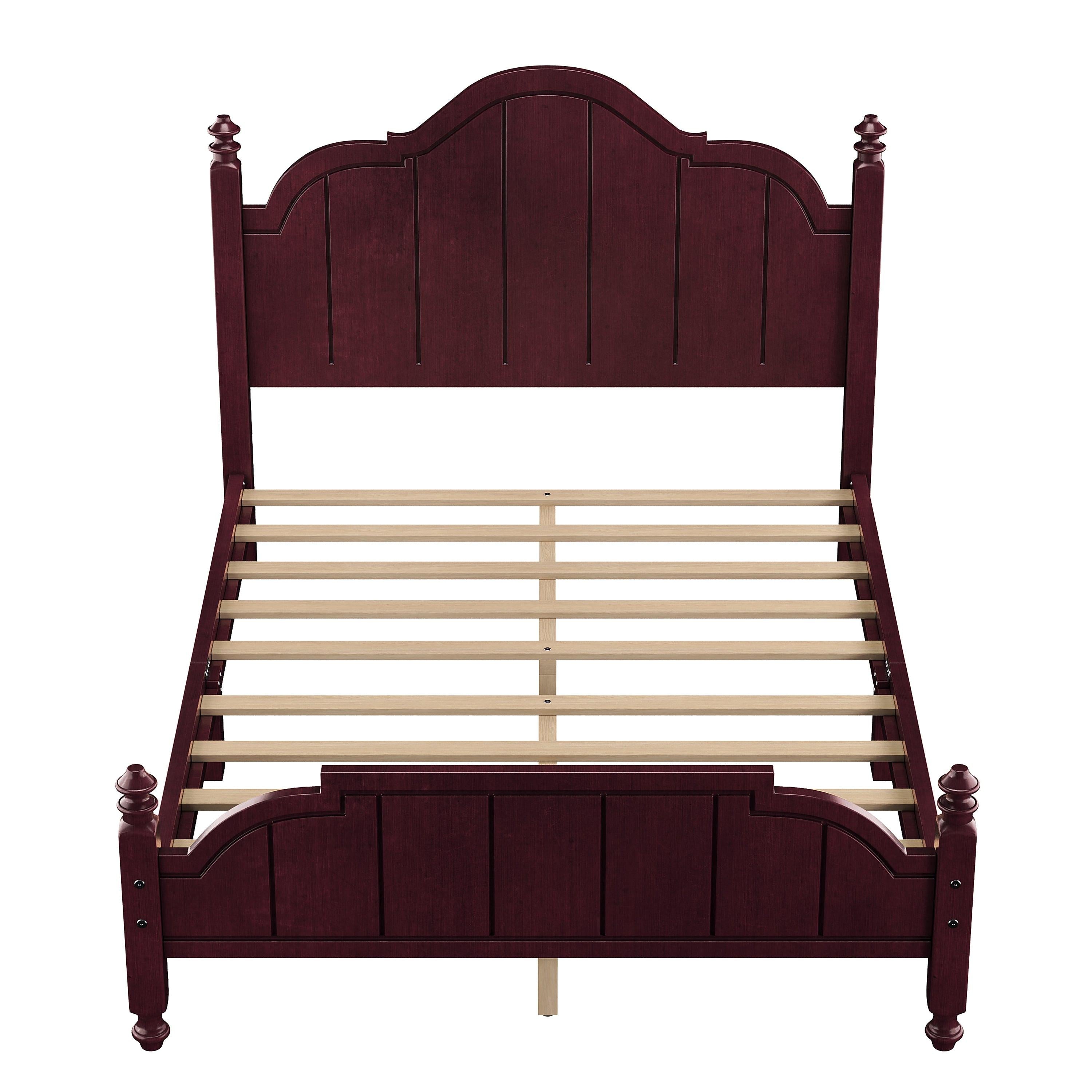 Full Size Wooden Bed Frame with Headboard, Easy Assembly.
