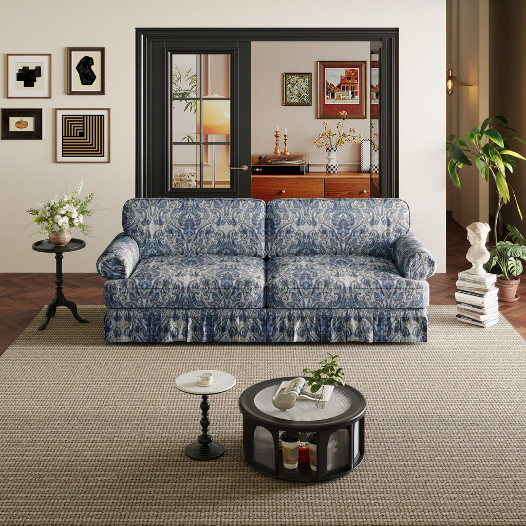 Luxuriously Comfortable Cloud Couch Blue Floral Sofa.