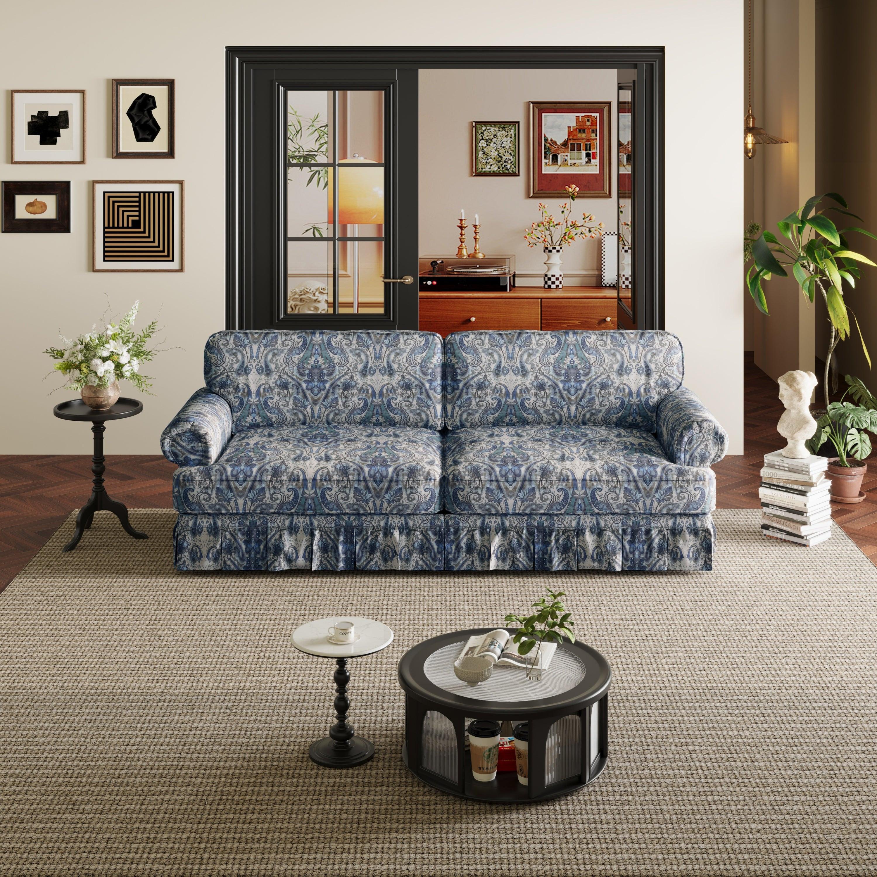 Luxuriously Comfortable Cloud Couch Blue Floral Sofa.