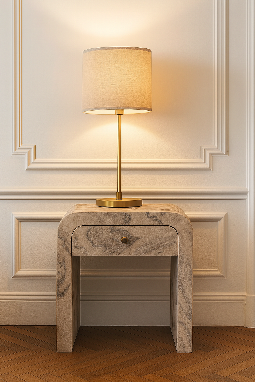 Nouveau Nightstand, 1-Drawer, Marble.