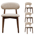 Camel Flannelette Dining Chair Set with Walnut Legs