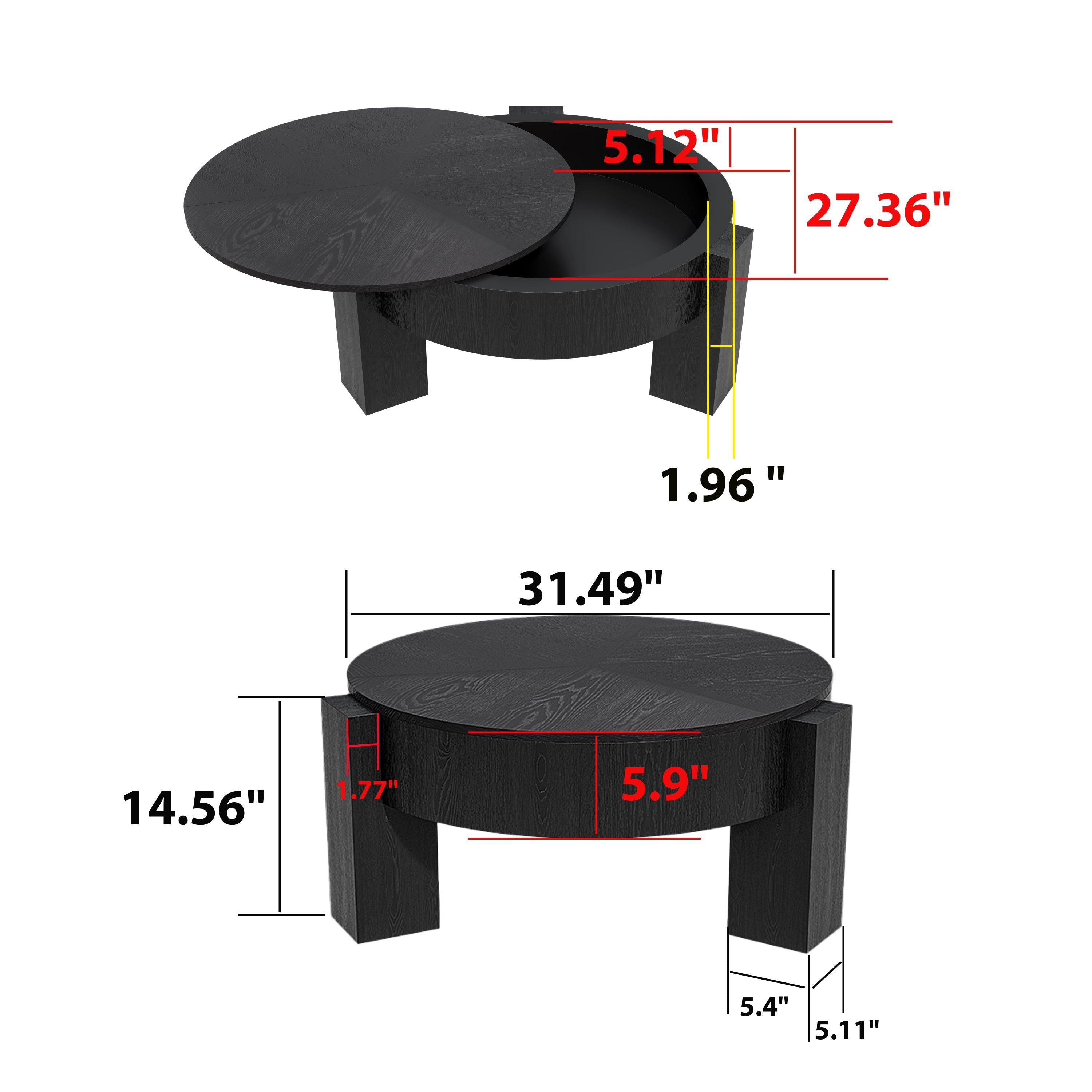 Round Coffee Table with Hidden Storage for Small Spaces.