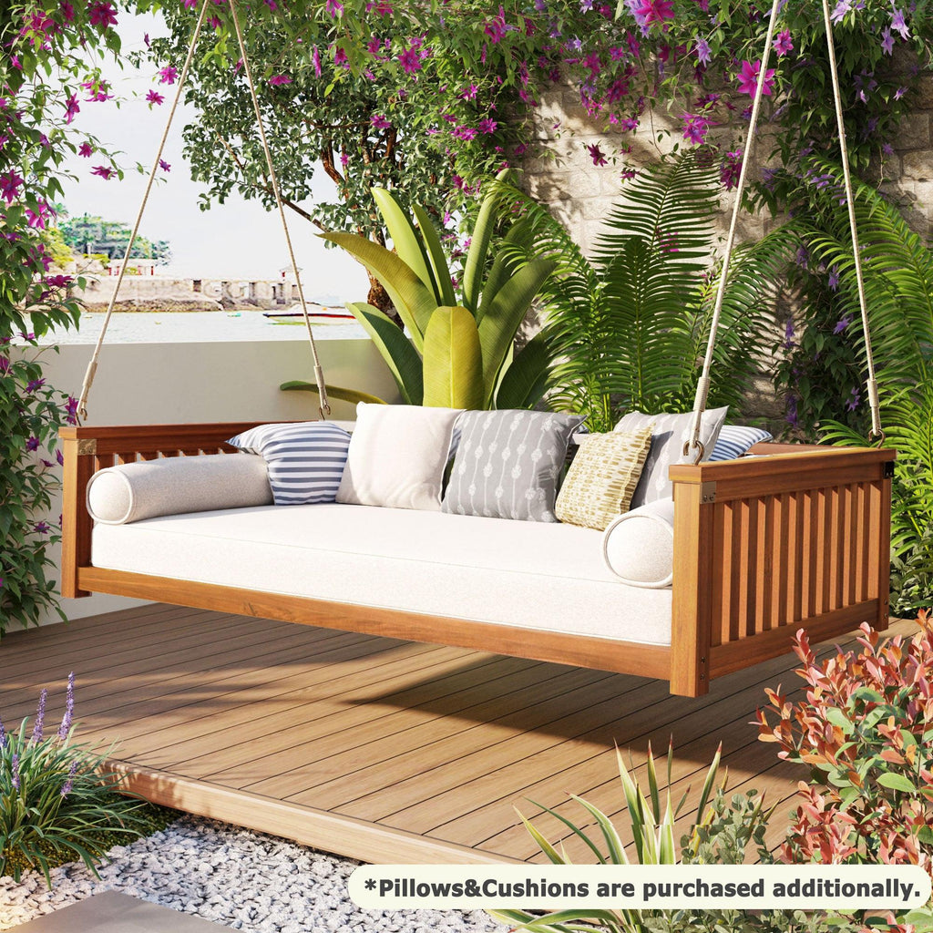 TOPMAX Twin Size Garden Swing Bed for Outdoor Relaxation.