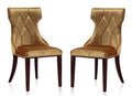Reine Wood Upholstered Dining Chair in Antique Gold - Set of 2.