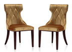 Reine Wood Upholstered Dining Chair in Antique Gold - Set of 2.