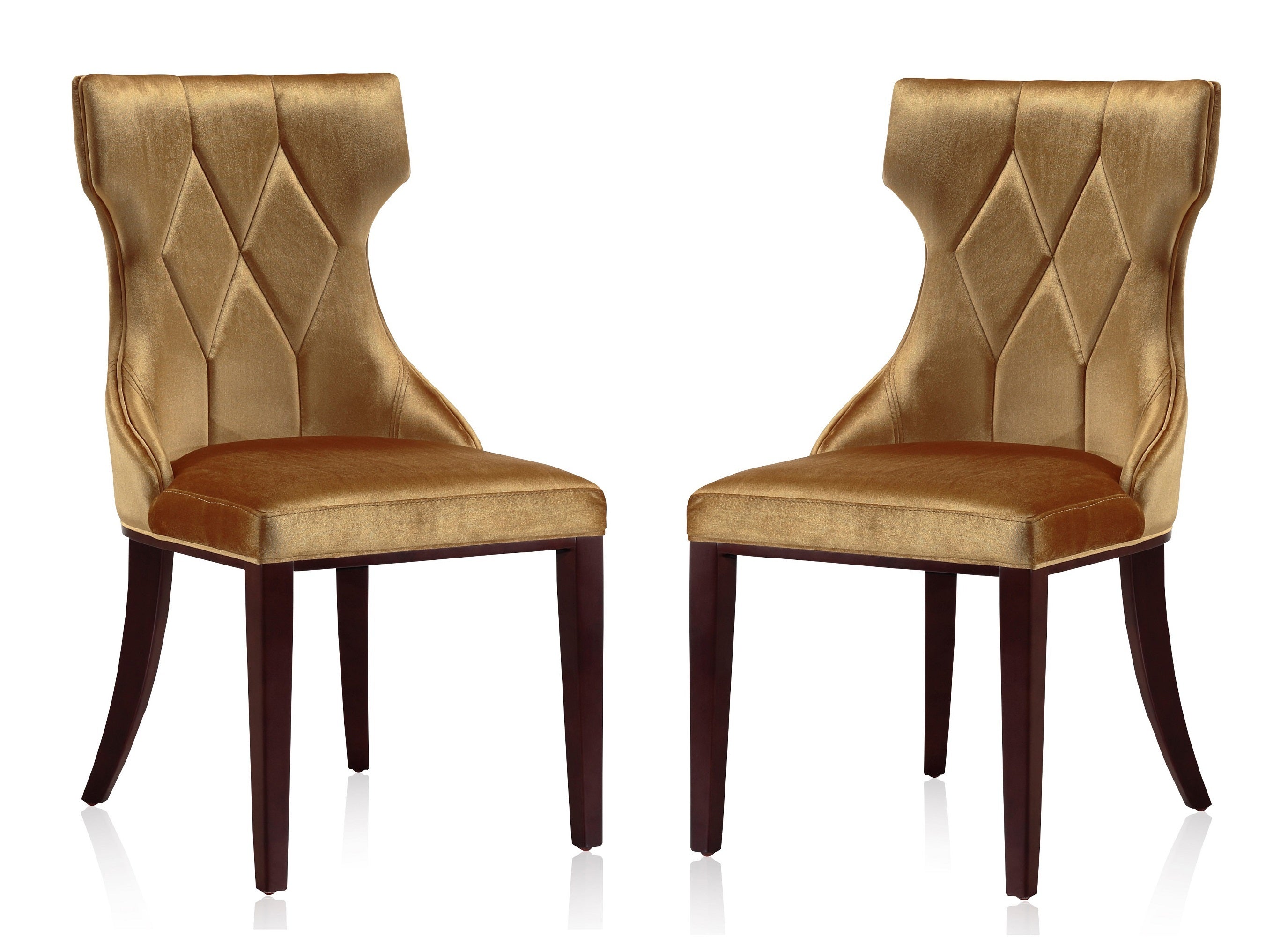 Reine Wood Upholstered Dining Chair in Antique Gold - Set of 2